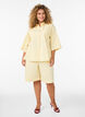 Gestreifte hoch taillierte Shorts mit lockerer Passform, Gelb, Model image number 1