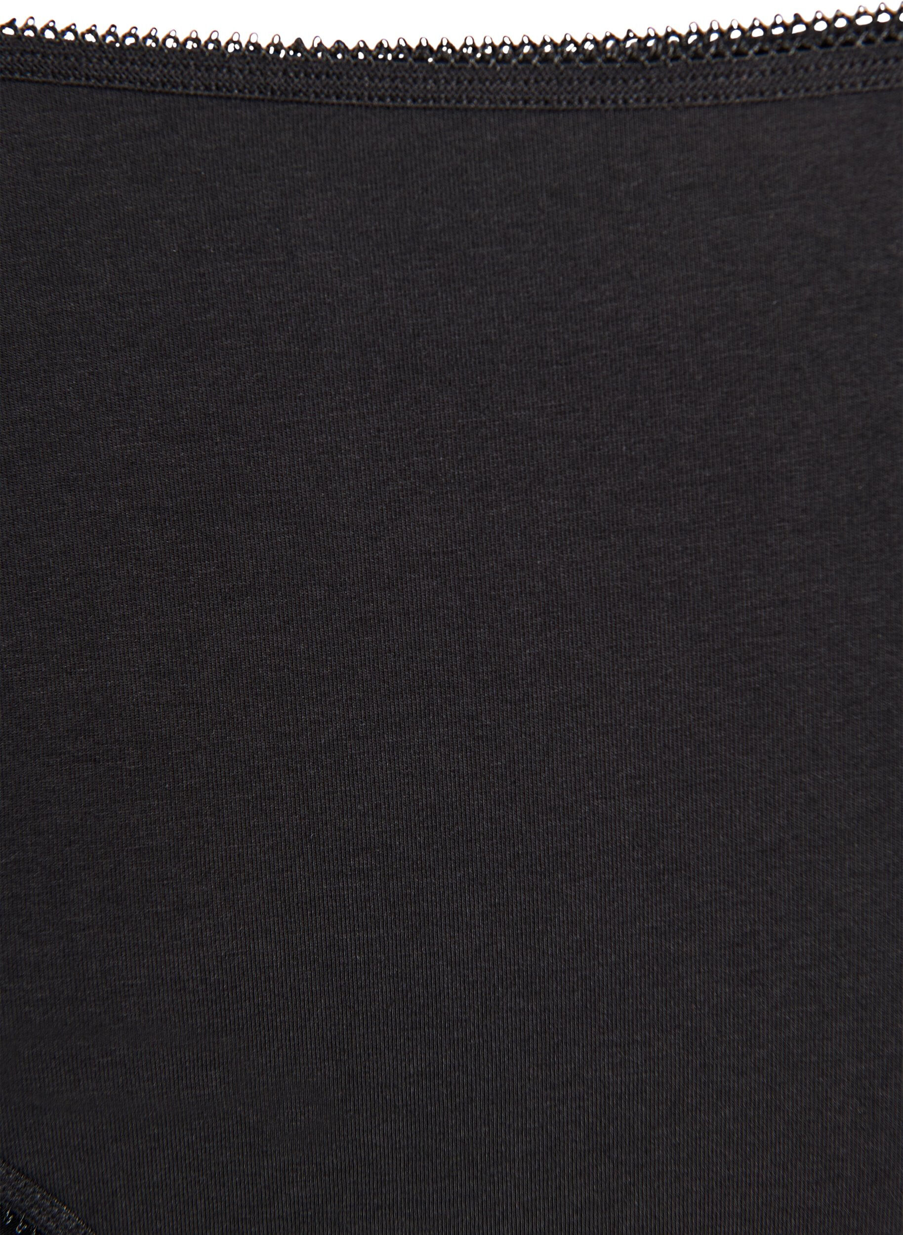 Zizzi3er-Pack Baumwollslips mit regul&auml;rer Taillenh&ouml;he, Schwarz, Packshot image number 3