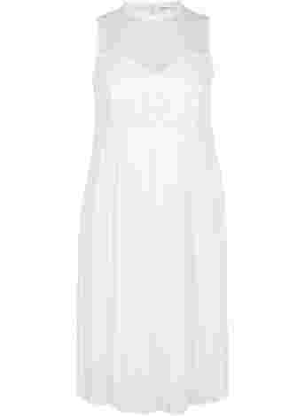 Ärmelloses Brautkleid mit Spitze und Plissé
