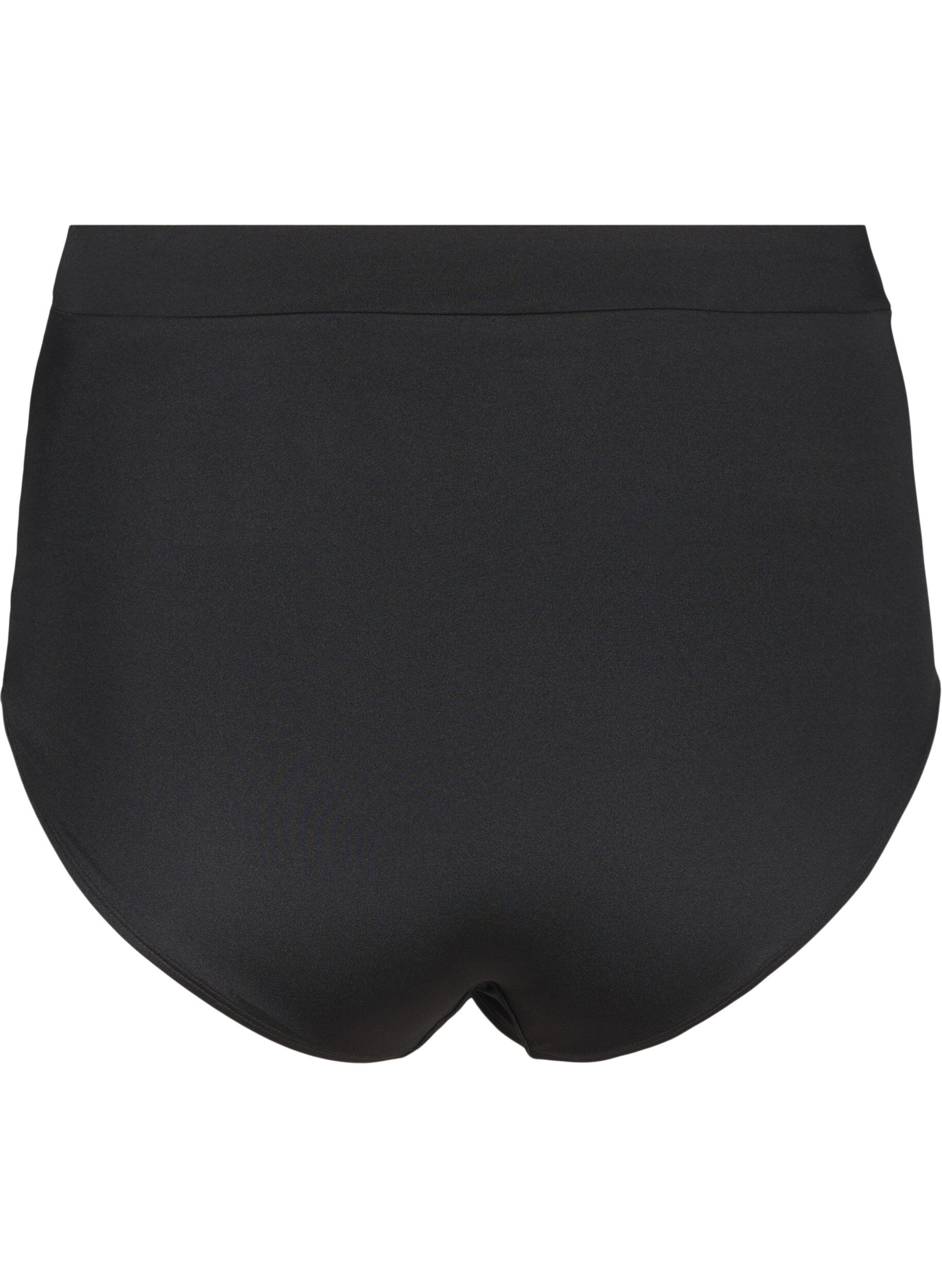 ZizziHoch taillierte Bikinihose mit Raffung, Schwarz, Packshot image number 1