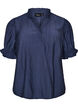 Bluse aus einer gecrinkelten Viskosemischung mit V-Ausschnitt, Blau, Packshot image number 0