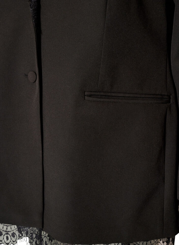 Blazer mit Spitzenbesatz, Schwarz, Packshot image number 3