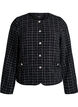 Kurzer karierter Bouclé-Blazer mit Rundhalsausschnitt, Schwarz, Packshot image number 0