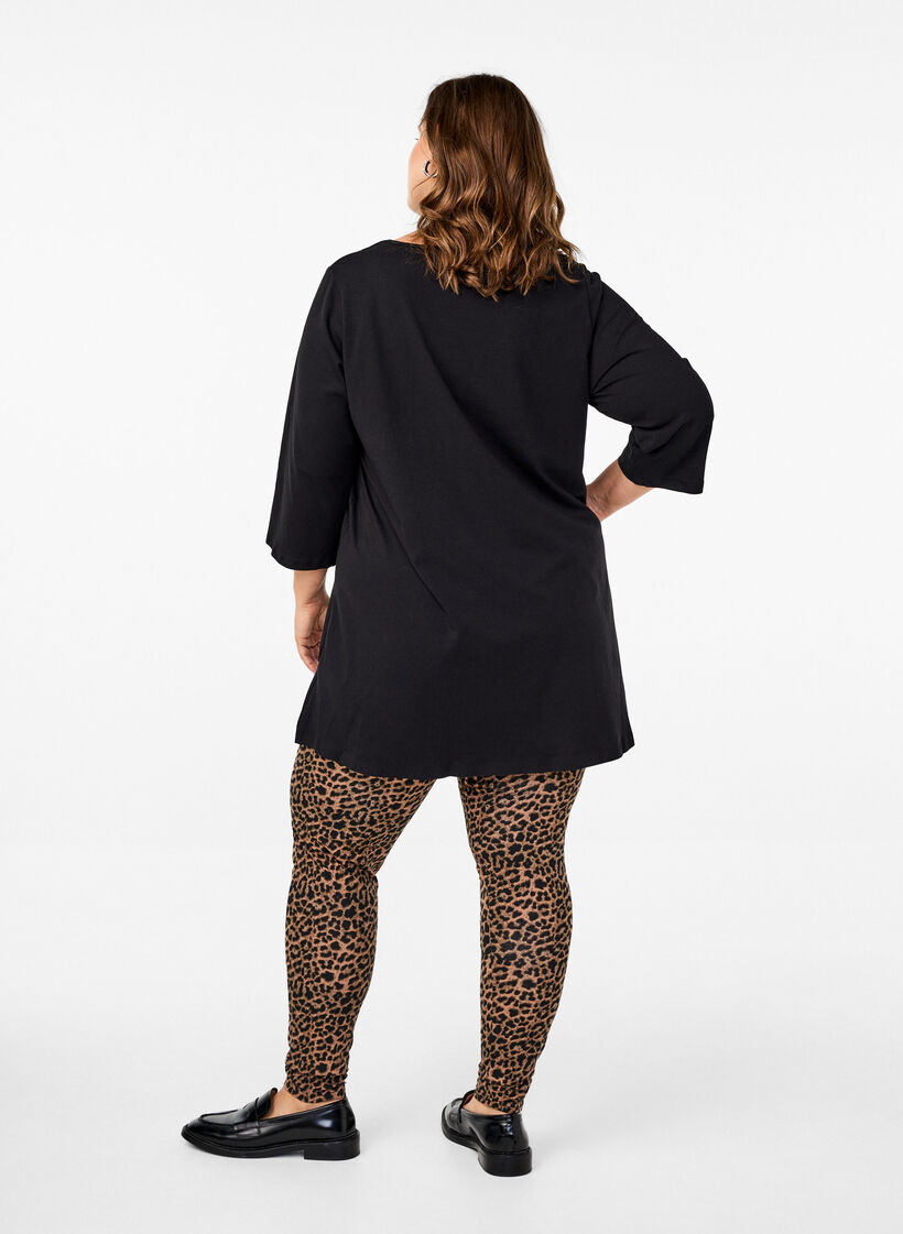 Viskose Leggings mit Leopardendruck, Schwarz, Model image number 2