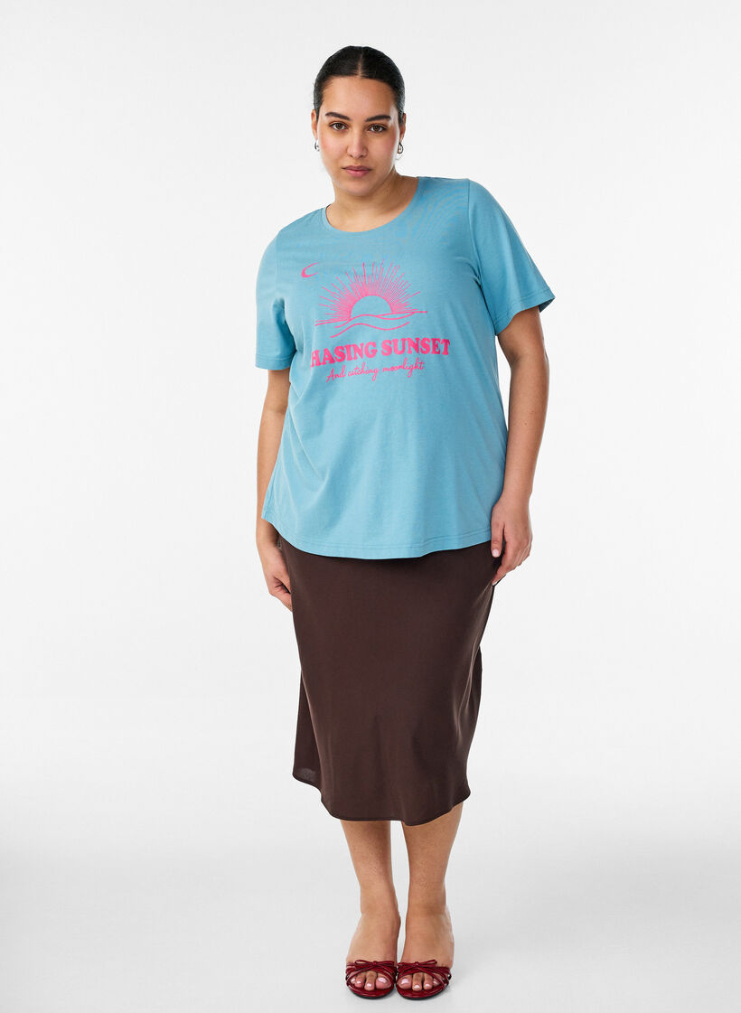 T-Shirt mit Print, Blau, Model image number 1