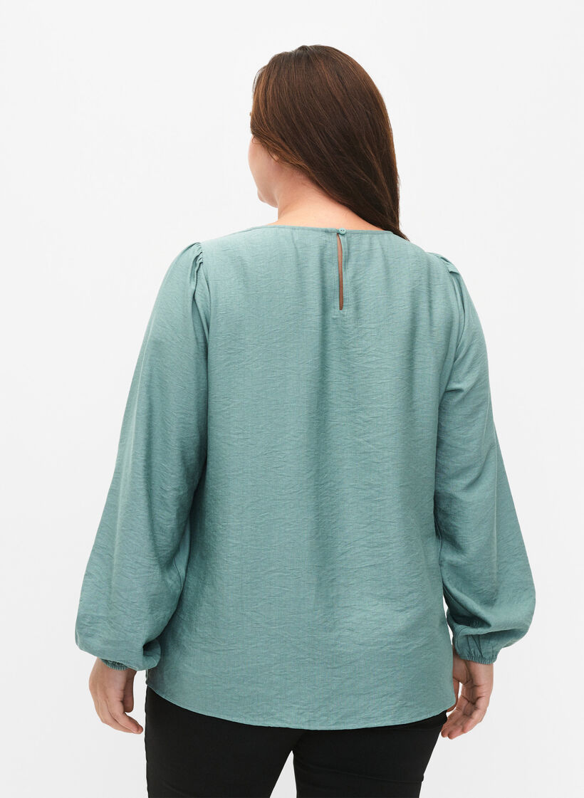Bluse aus Viskose mit H&auml;keldetails, Chinois Green, Model image number 1