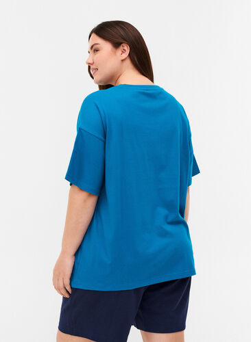 Kurzarm T-Shirt aus Baumwolle, Fjord Blue, Model image number 1