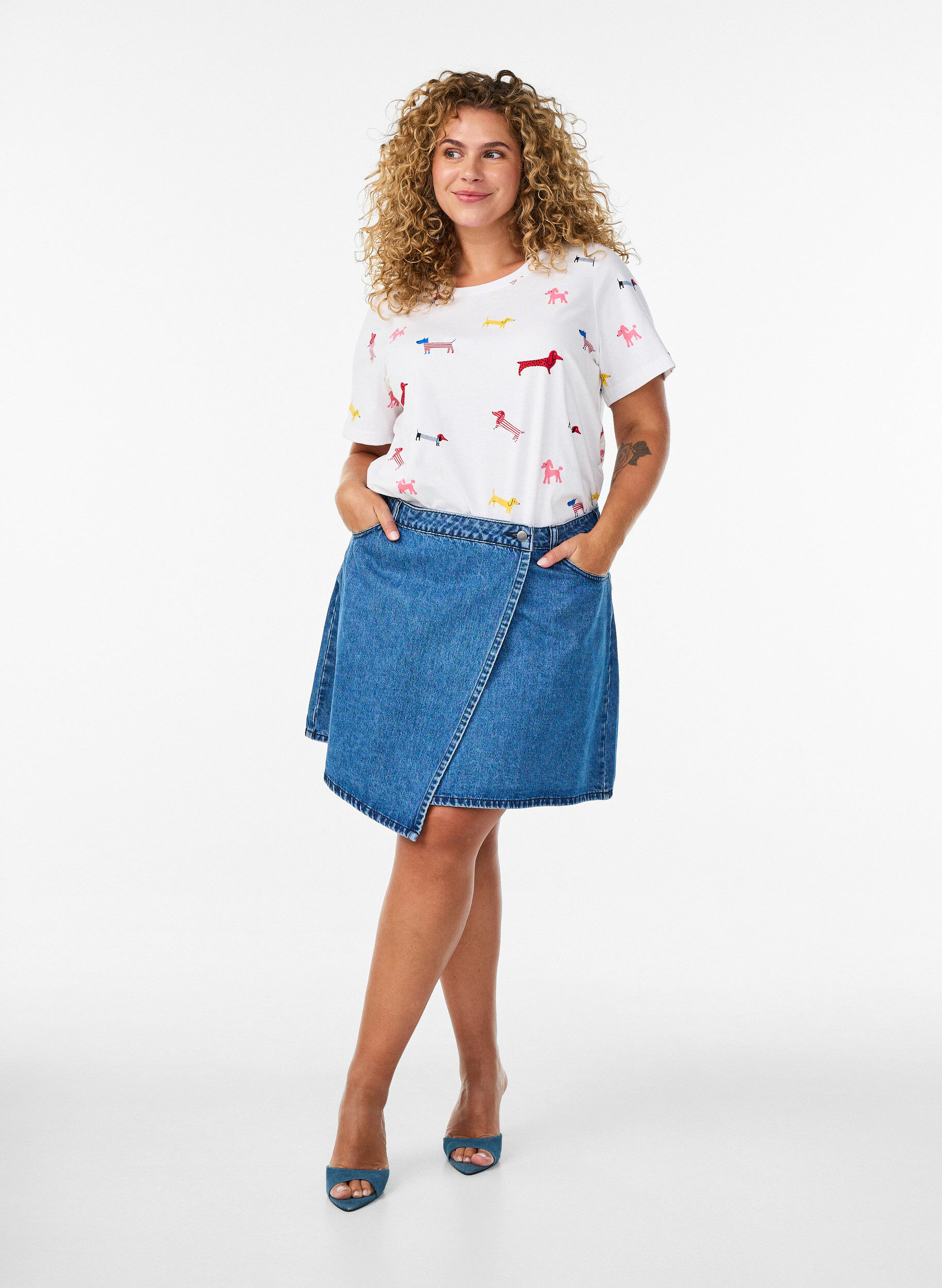 ZizziT-Shirt aus Baumwolle mit Hunde-Print, Wei&szlig;, Model image number 1