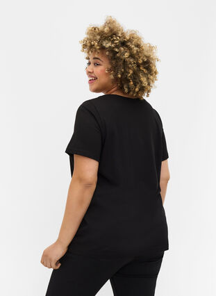 Kurzarm Schlaf-T-Shirt aus Baumwolle, Black HEART COPPER, Model image number 1