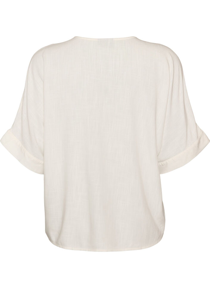 Viskosebluse mit Crochet-Besatz und Kn&ouml;pfen, Vanille, Packshot image number 1