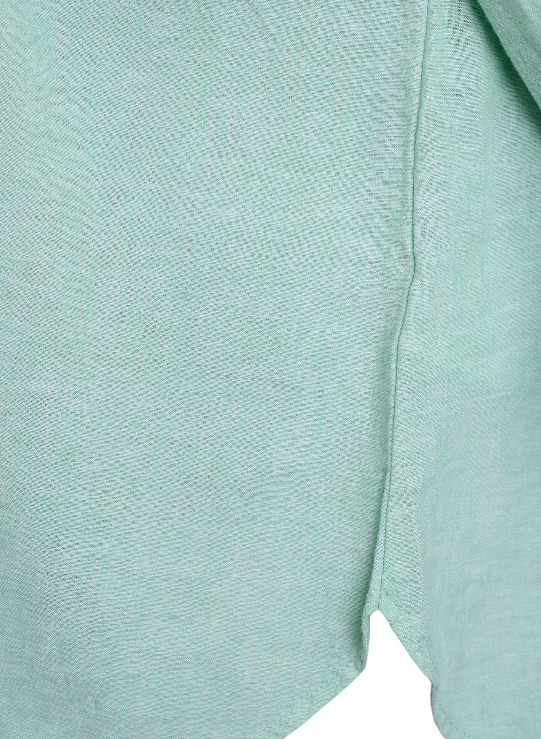 ZizziBluse aus Leinen und Viskose mit 3/4-&Auml;rmeln, Gr&uuml;n, Packshot image number 3