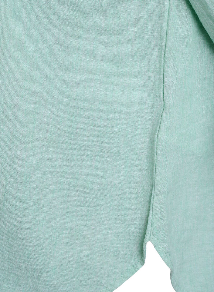 Bluse aus Leinen und Viskose mit 3/4-&Auml;rmeln, Gr&uuml;n, Packshot image number 3