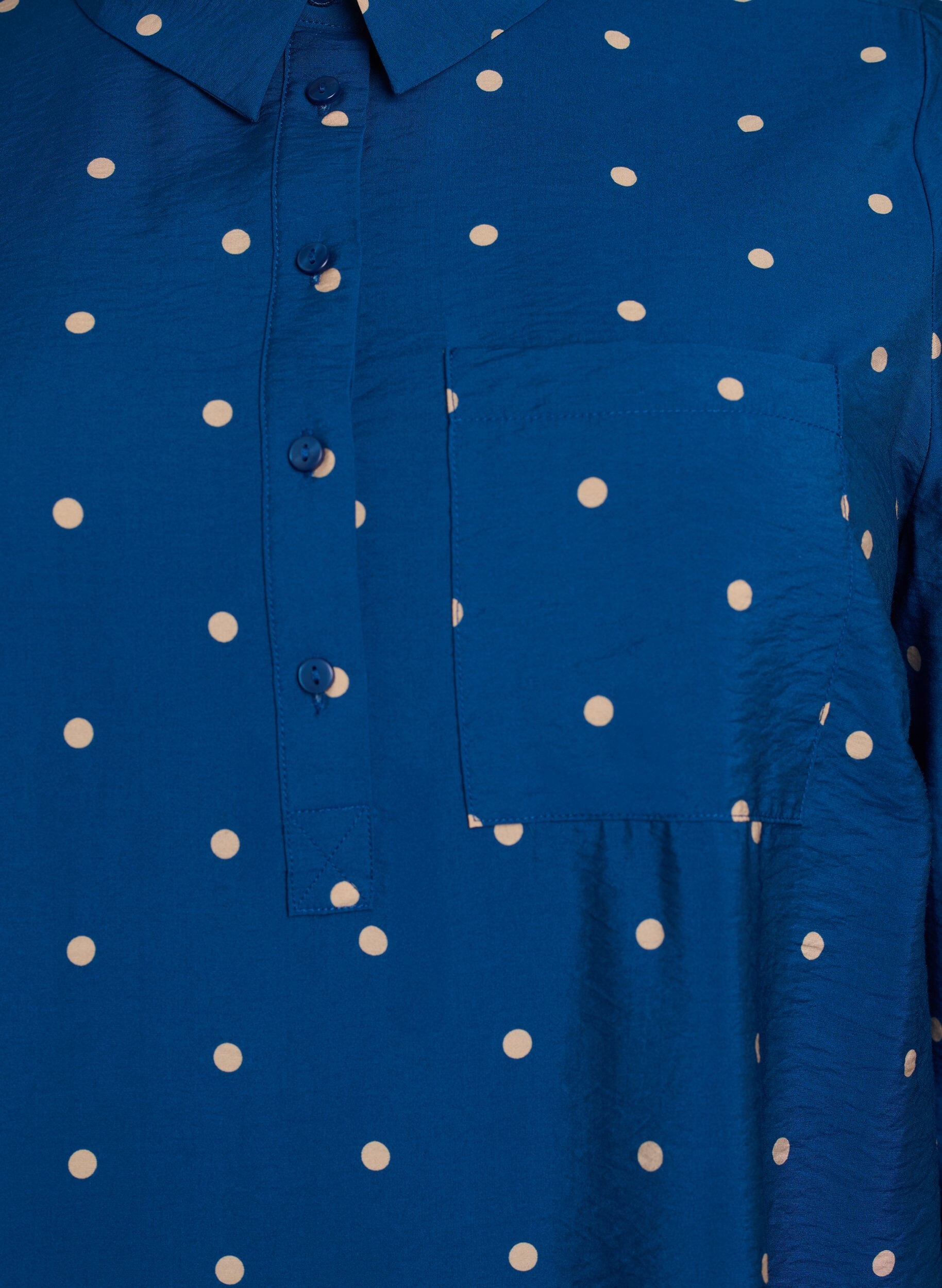 ZizziKleid mit Kragen und Brusttasche, Blau, Packshot image number 2