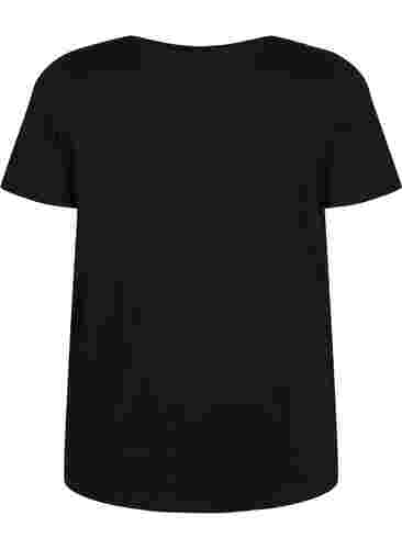 Nachtwäsche Shirt aus Baumwolle mit Print, Black w. Be , Packshot image number 1