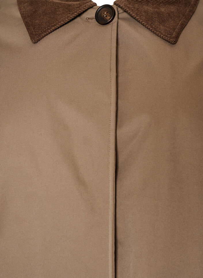 Leicht wattierte Jacke mit Cordkragen, Braun, Packshot image number 2