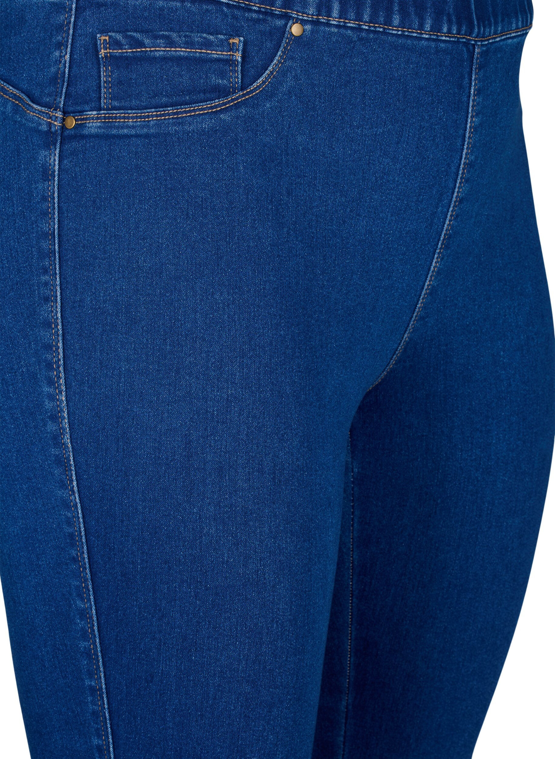 Zizzi Denim-Caprihosen mit elastischem Bund, Blau, Packshot image number 2