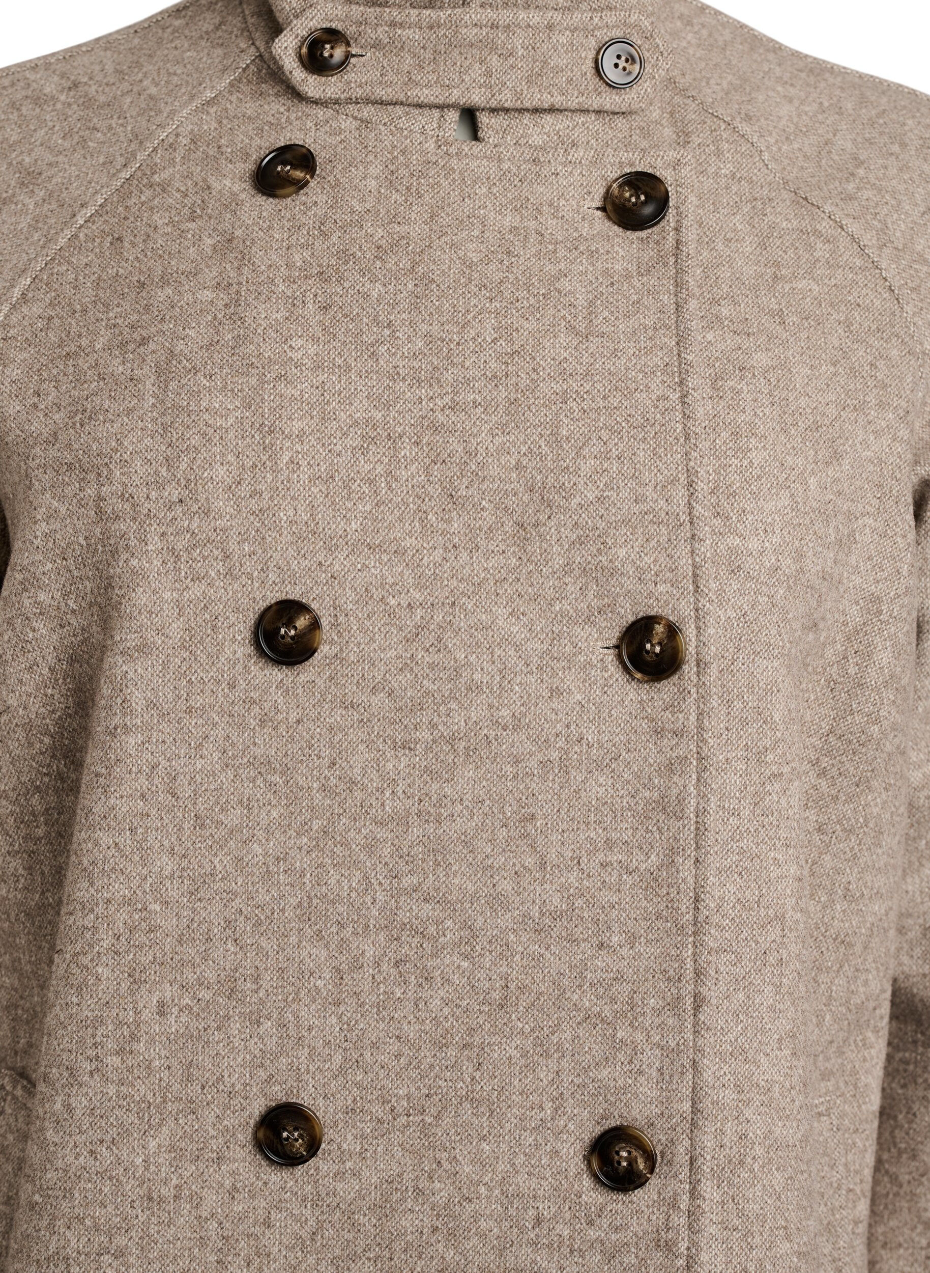 ZizziLanger Wollmantel mit hohem Kragen und doppelreihigem Design, Braun, Packshot image number 2