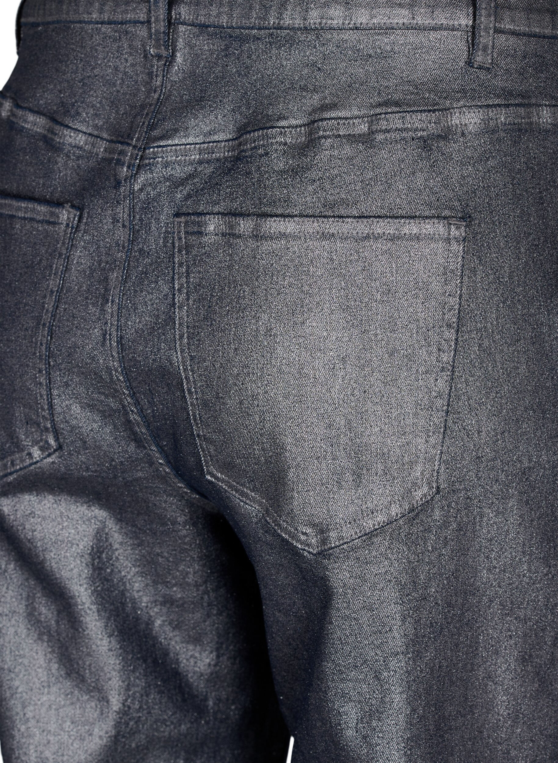 ZizziSilberbeschichtete Jeans mit hoher Taille, Gun Silver , Packshot image number 3