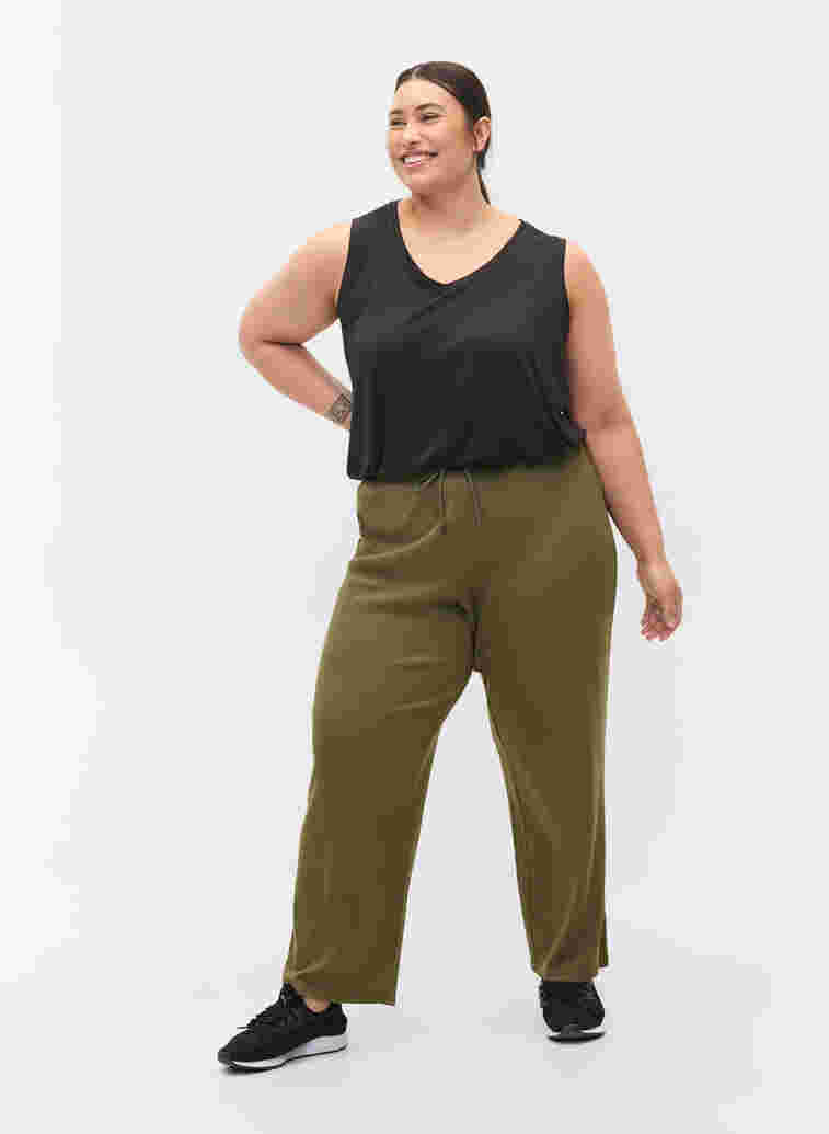 Lockere Hose aus Baumwollmischung, Ivy Green, Model image number 0