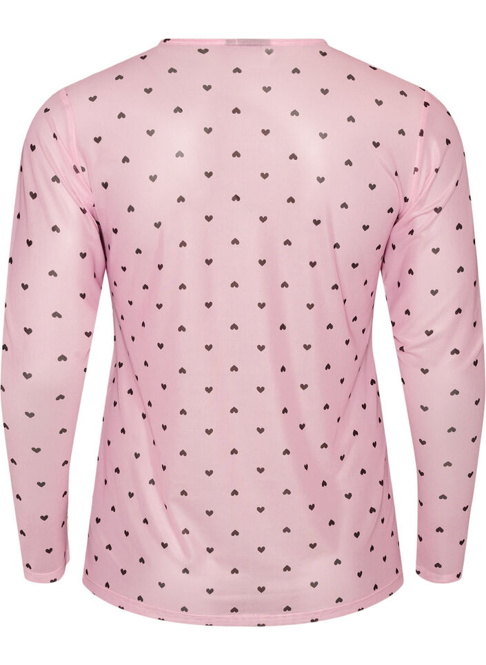 Bluse aus Mesh mit Print, Pink, Packshot image number 1