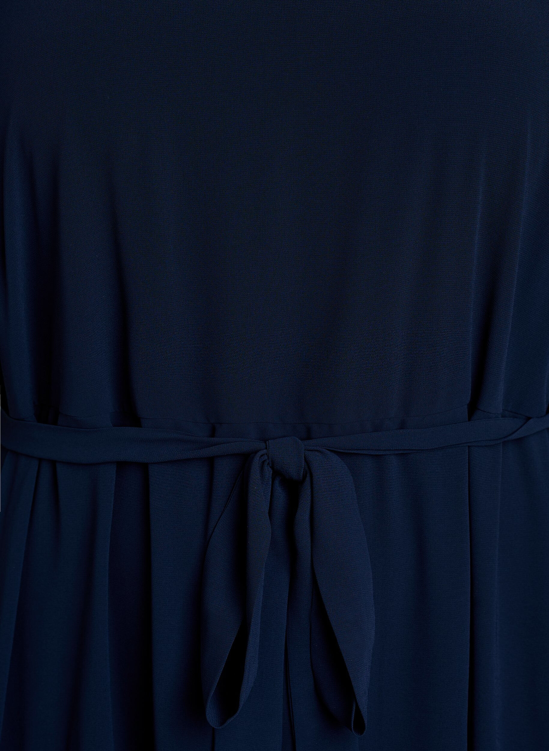 ZizziMaxikleid aus Chiffon mit V-Ausschnitt und R&uuml;schensaum, Blau, Packshot image number 2