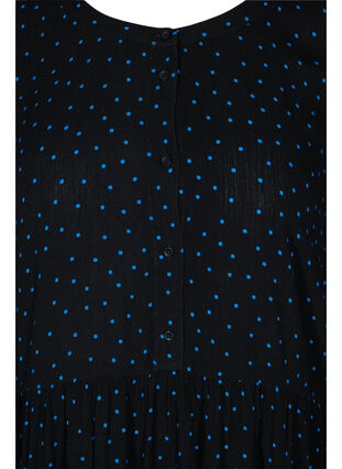 Bedruckte Viskose-Tunika mit 3/4-Ärmeln, Black w. Blue Dot, Packshot image number 2
