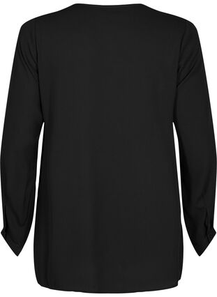Unifarbenes Hemd mit V-Ausschnitt, Black, Packshot image number 1