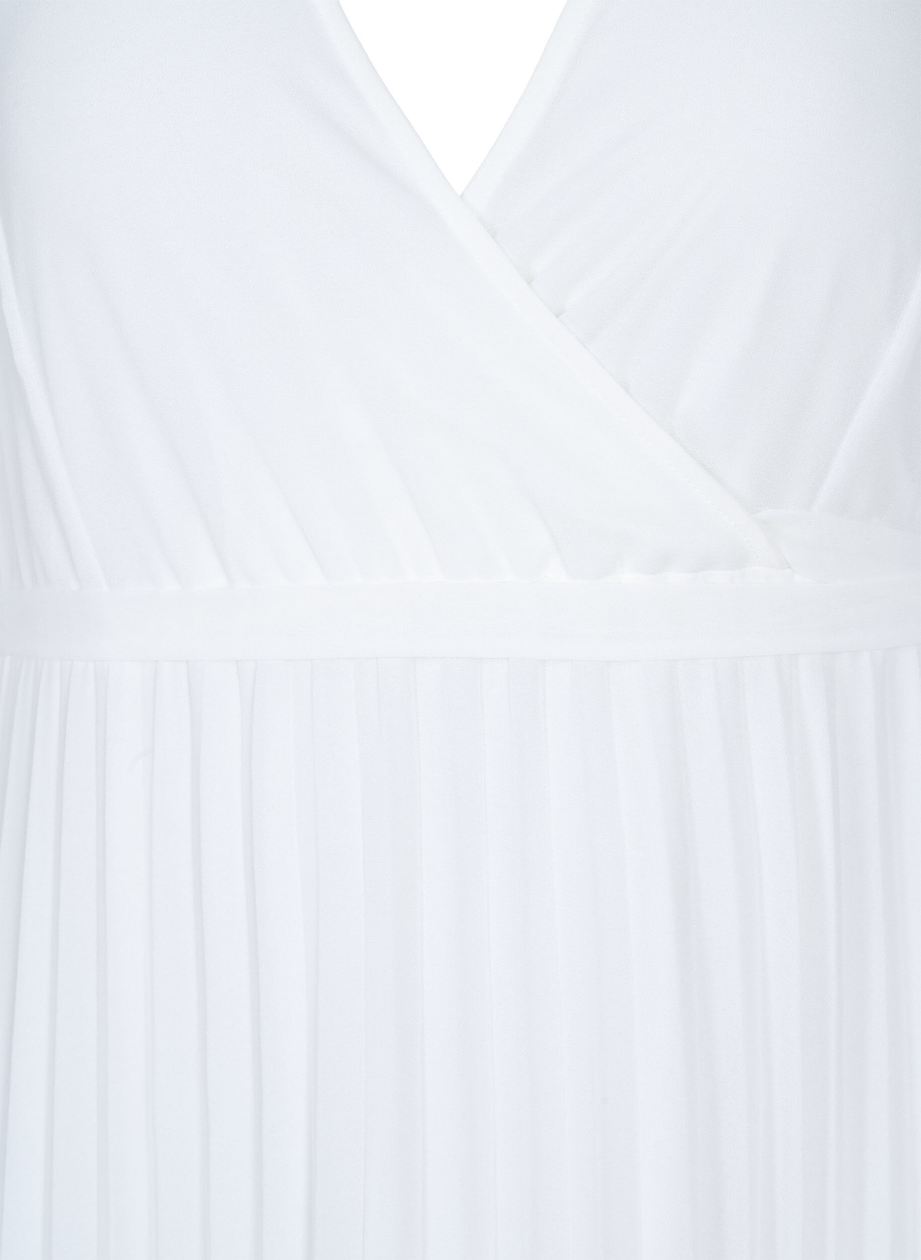 ZizziPlissiertes Midikleid mit kurzen &Auml;rmeln, Star White, Packshot image number 2