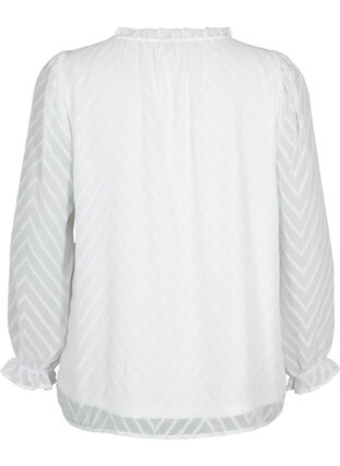 Bluse mit langen Ärmeln und Rüschendetails, Bright White, Packshot image number 1