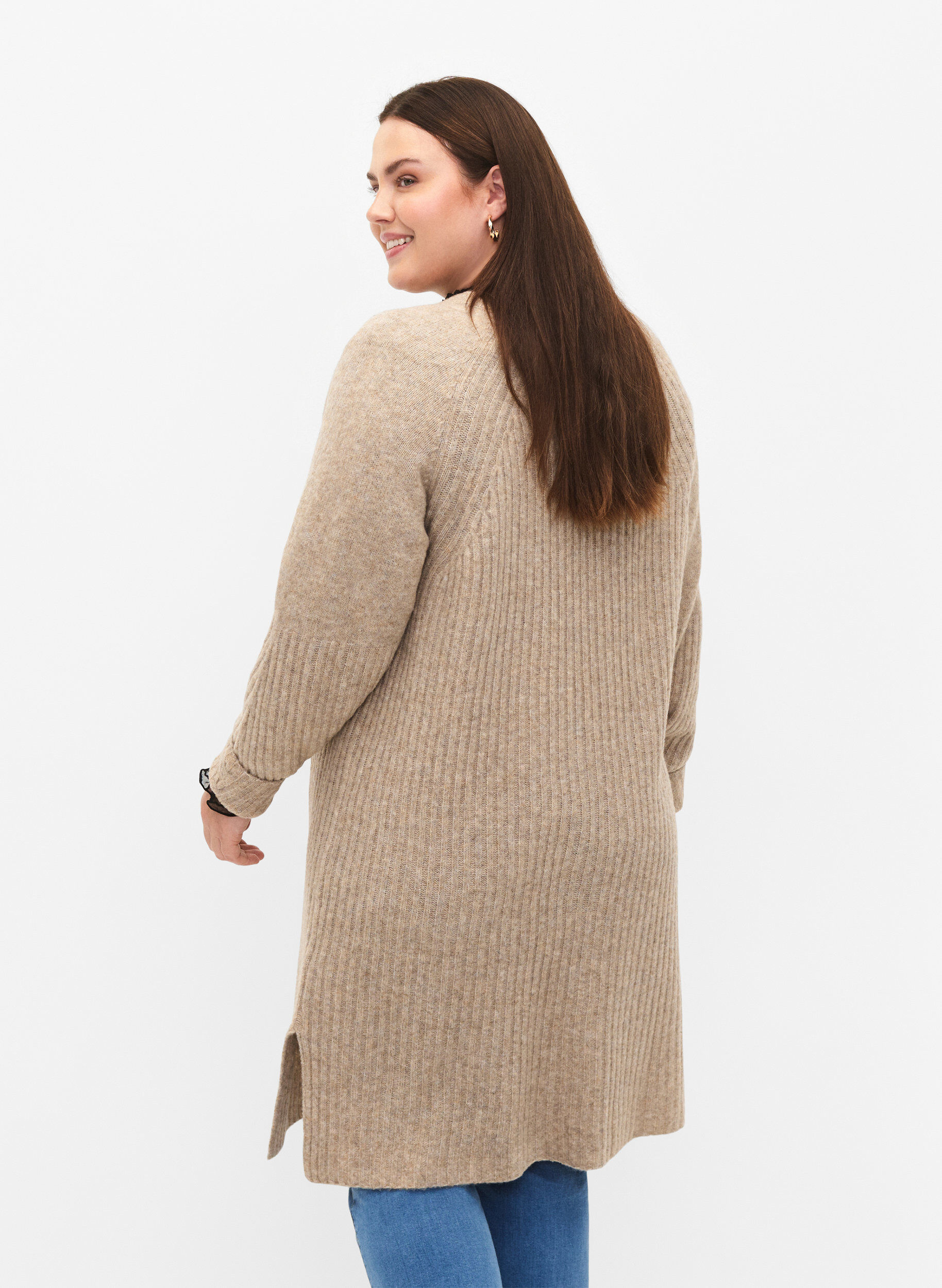ZizziRippstrickkleid mit Schlitz, Simply Taupe Mel., Model image number 1