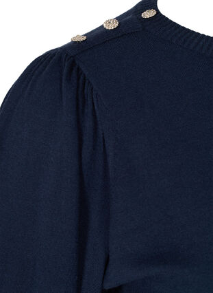 Bluse mit Ballonärmeln und dekorativen Knöpfen, Navy Blazer, Packshot image number 3