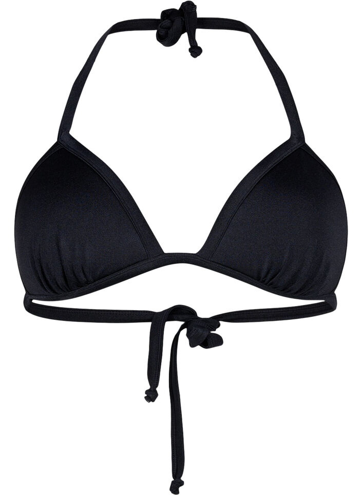 Einfarbiger Triangel-Bikini-BH, Schwarz, Packshot image number 0