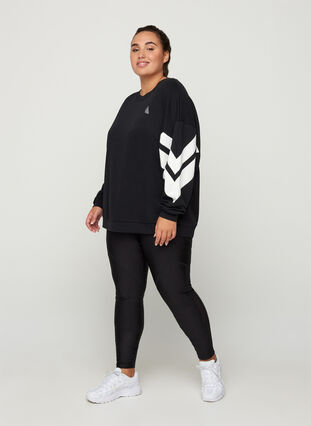 Sweatshirt mit Printdetails an den Ärmeln, Black, Model image number 2