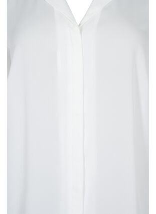 Einfarbiges Hemd mit V-Ausschnitt., Bright White, Packshot image number 2