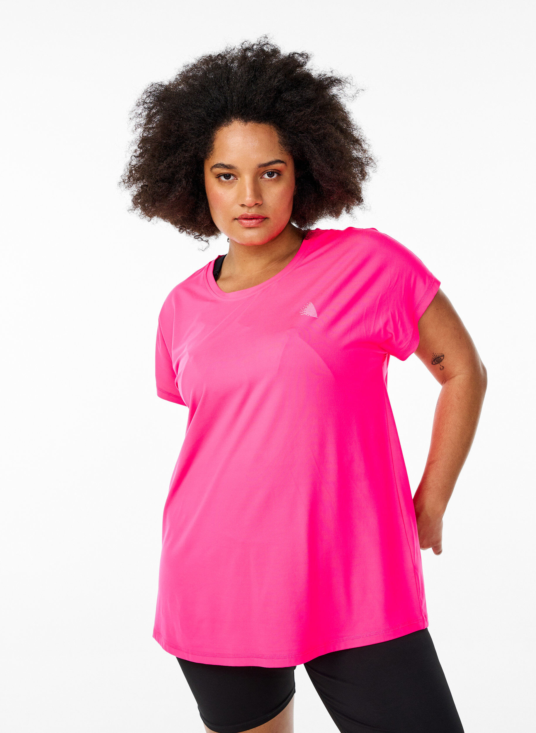 Einfarbiges Trainings-T-Shirt, Pink, Model