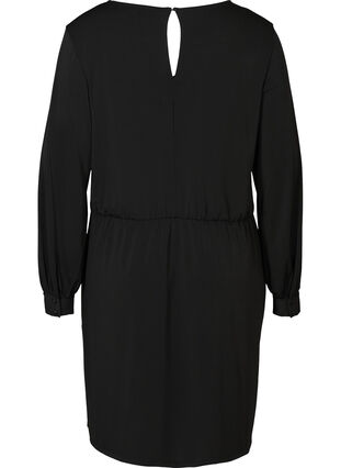 Langarm Kleid mit V-Ausschnitt, Black, Packshot image number 1
