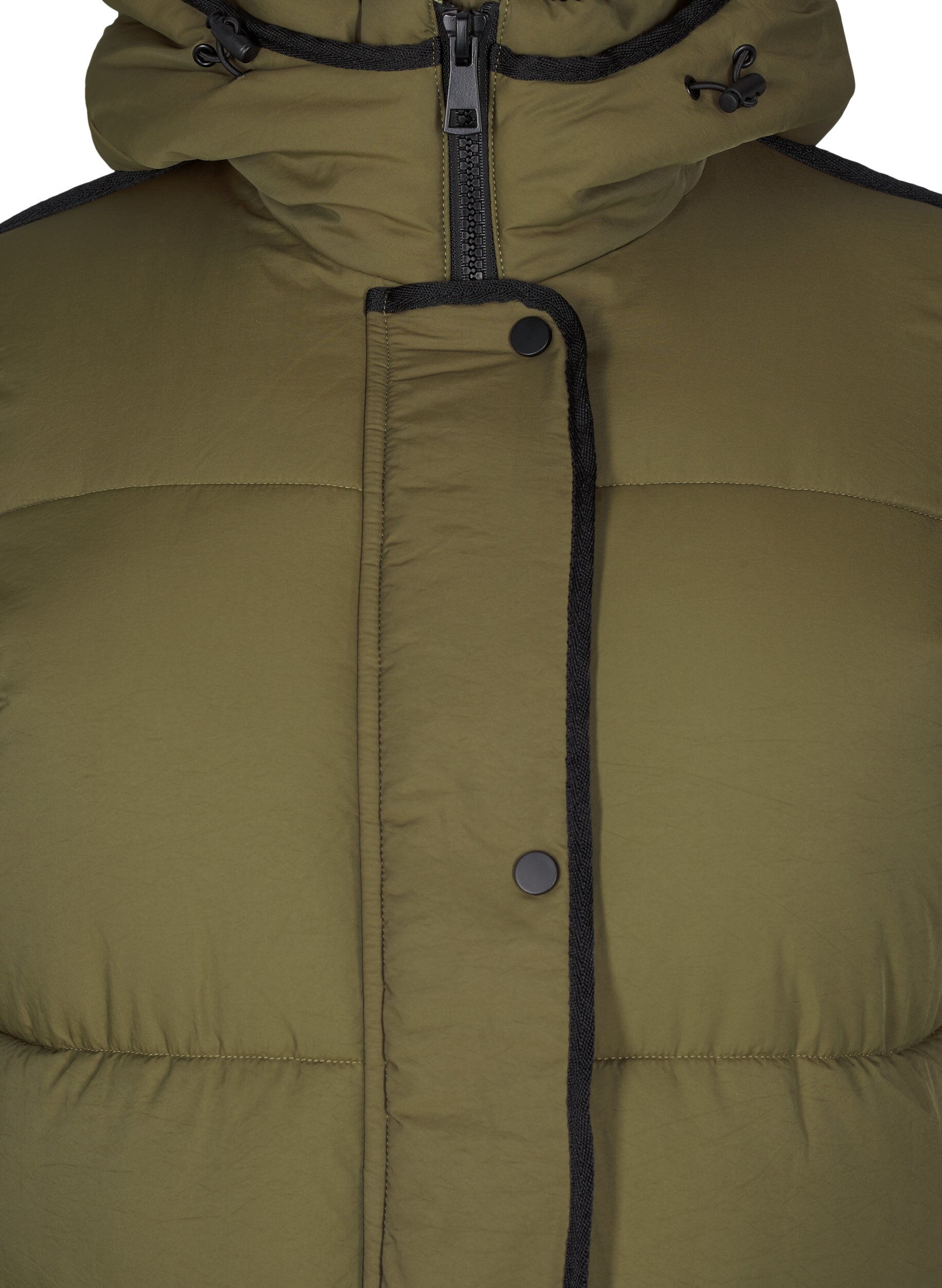 ZizziSteppjacke mit Kapuze und Kontrastdetails, Gr&uuml;n, Packshot image number 2