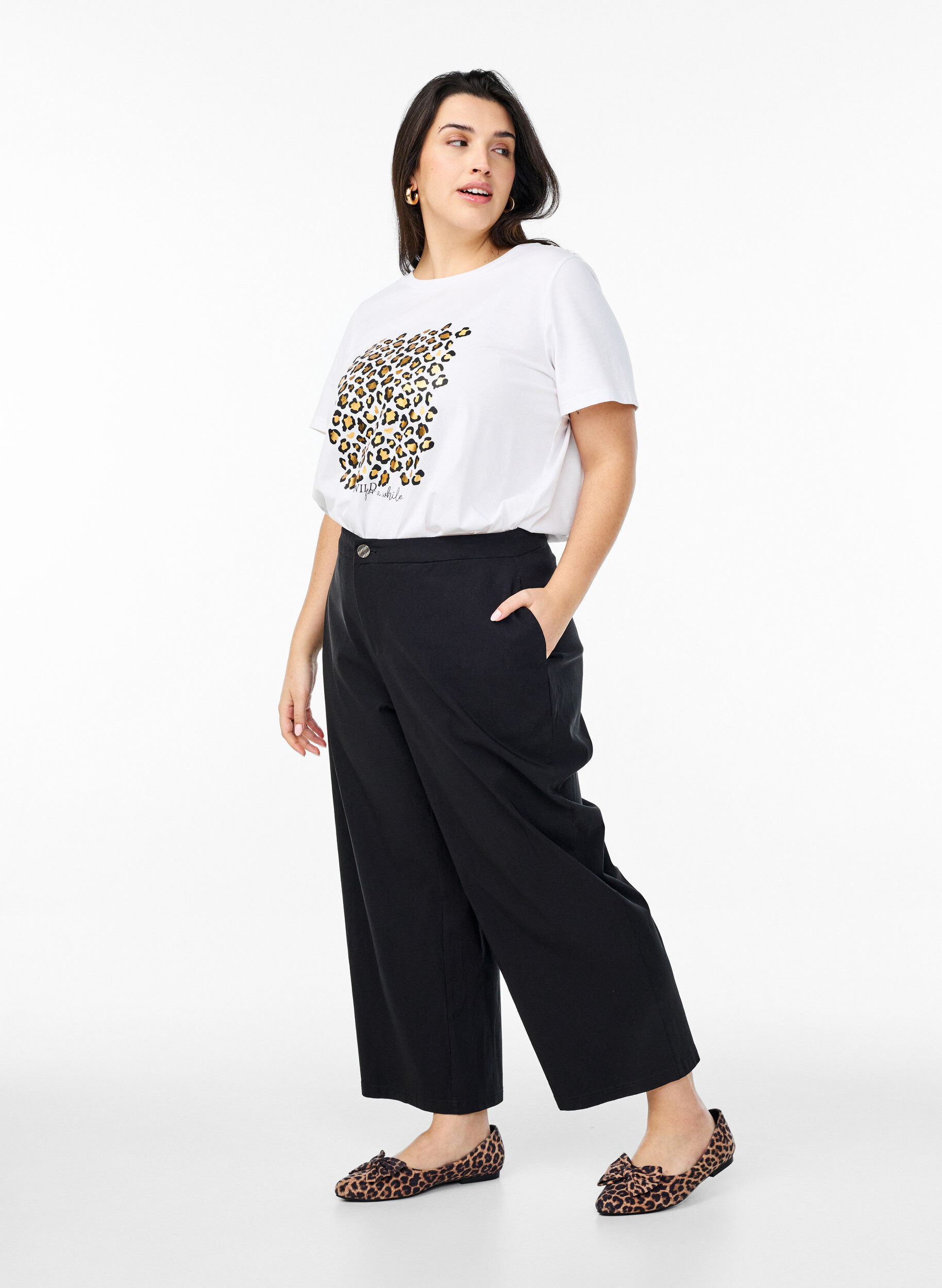 ZizziT-Shirt mit Leopardenmuster, Bright White w. Leo, Model image number 2