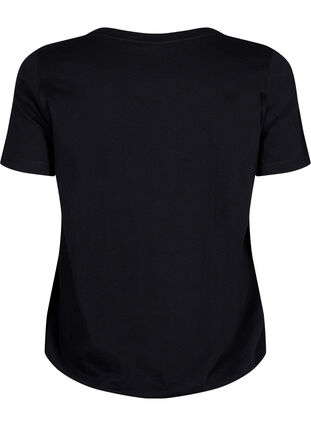Kurzärmliges T-Shirt aus Baumwolle mit Gummizug am Saum, Black w. Live, Packshot image number 1