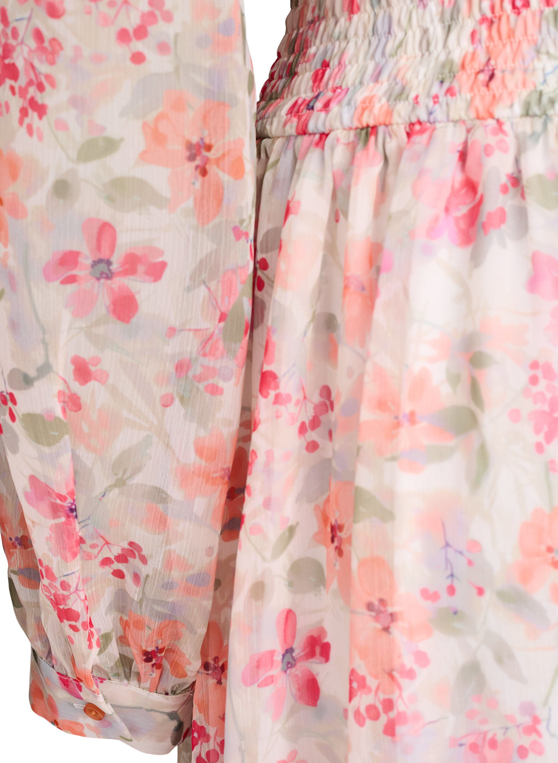 ZizziGebl&uuml;mtes Midikleid mit Wickeloptik und Smock, Orange, Packshot image number 3