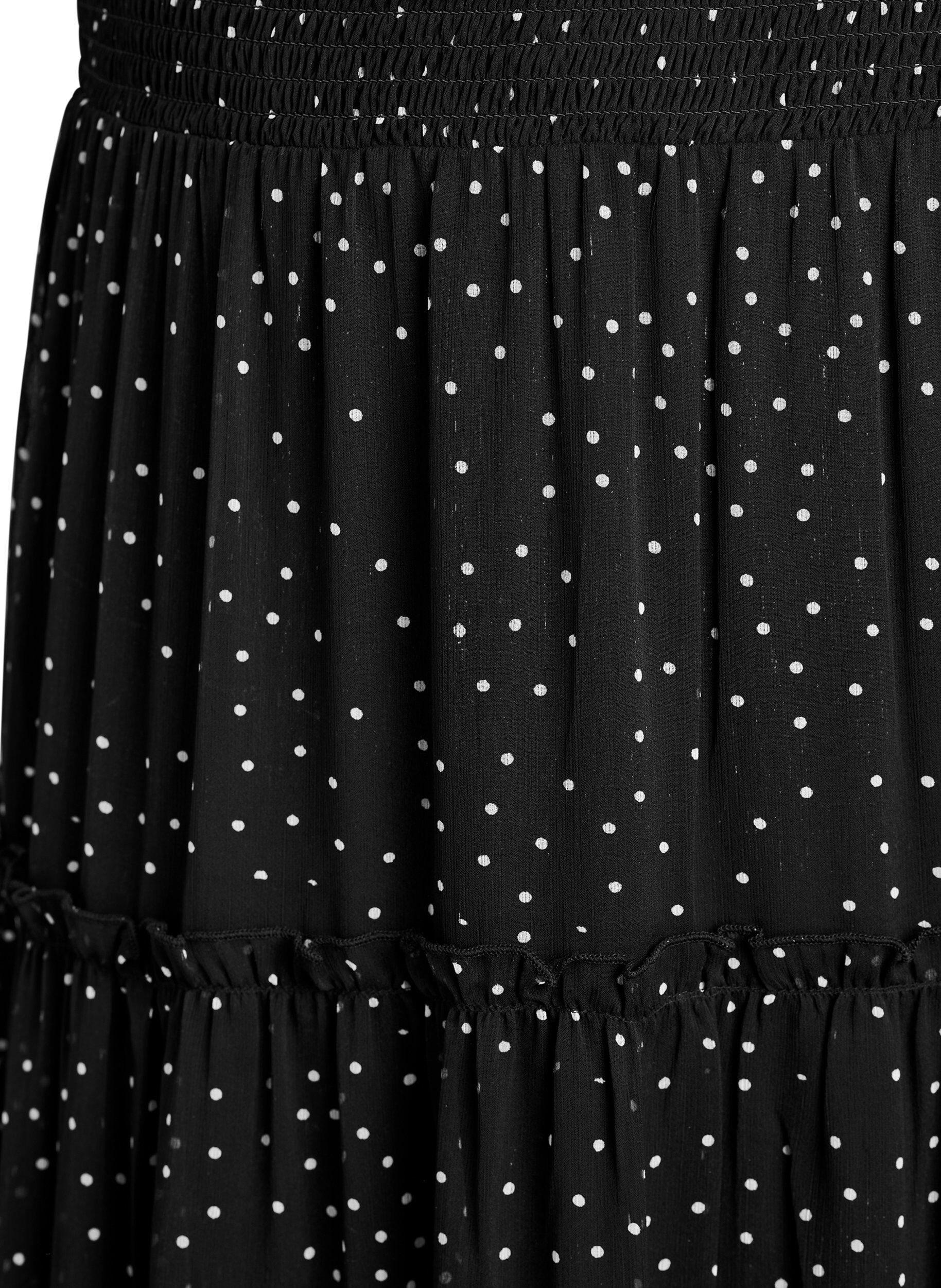ZizziLanger A-Linien-Rock aus Chiffon mit Polka Dots, Schwarz, Packshot image number 2