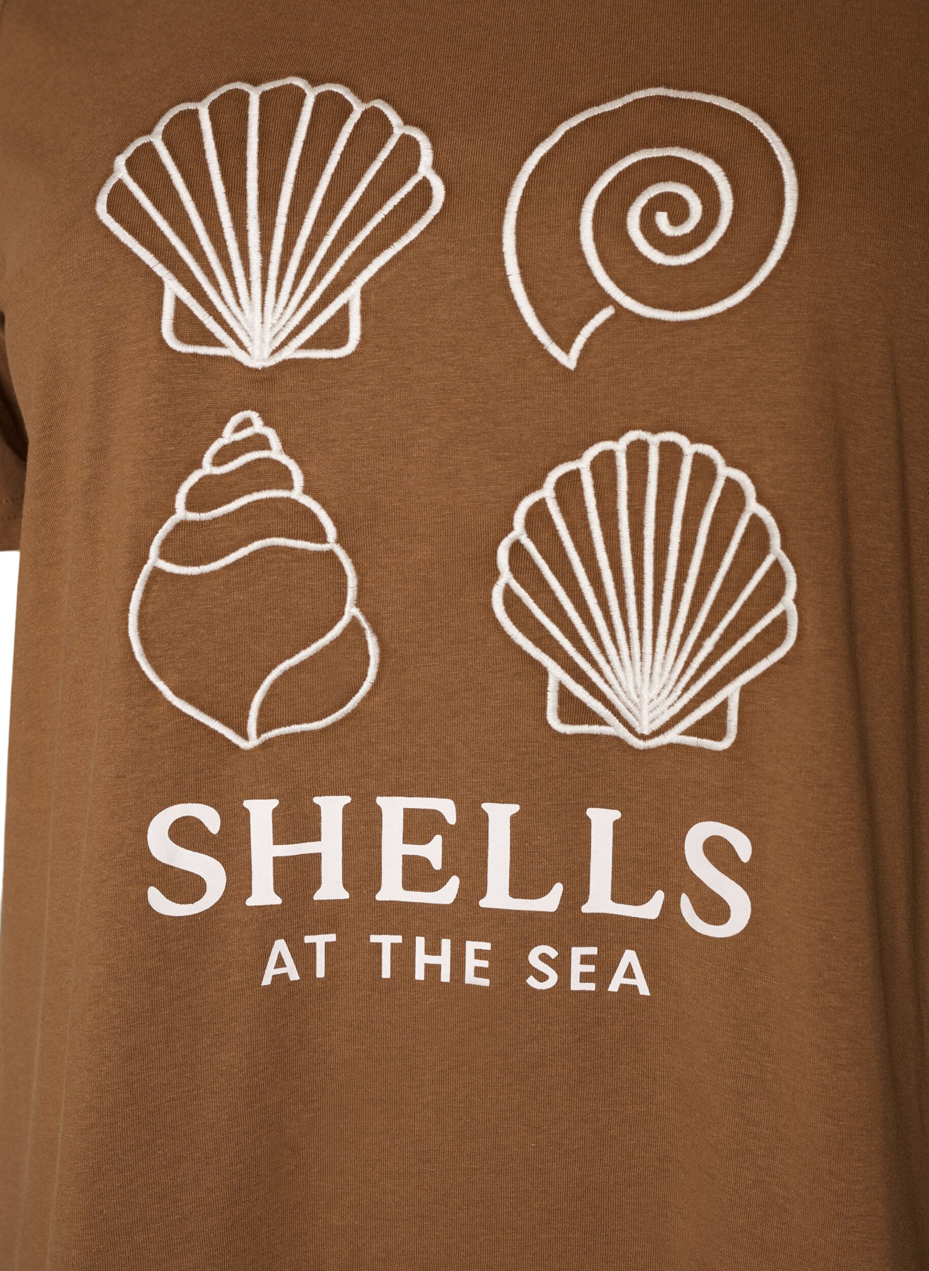 ZizziT-Shirt aus Baumwolle mit Print, Braun, Packshot image number 2