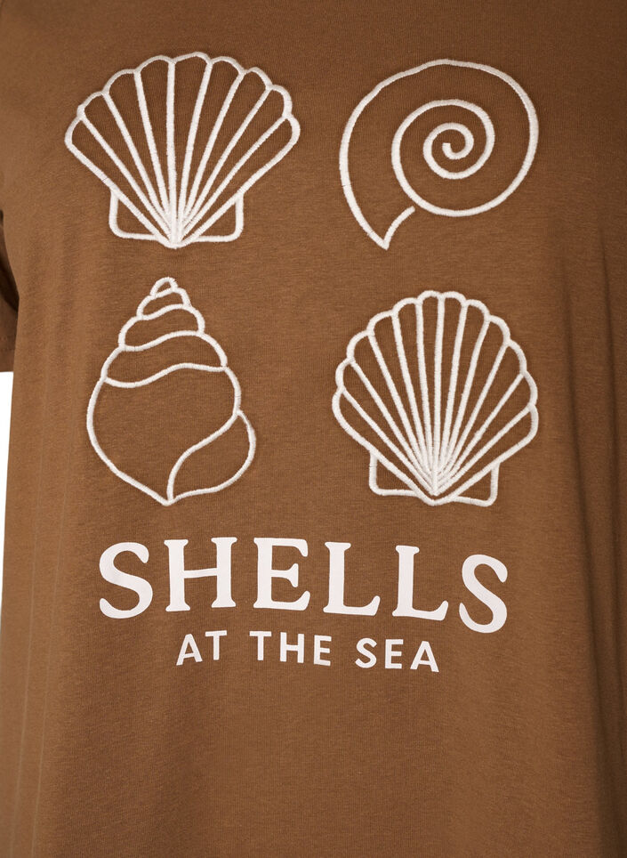 T-Shirt aus Baumwolle mit Print, Braun, Packshot image number 2