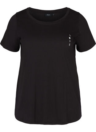 Kurzarm Baumwoll T-Shirt, Black w. Love, Packshot image number 0