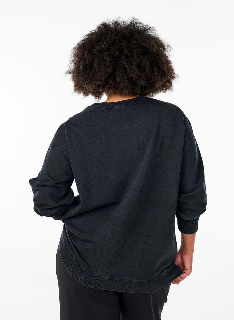 Lockeres Sweatshirt im gewaschenen Look, Grau, Model image number 2