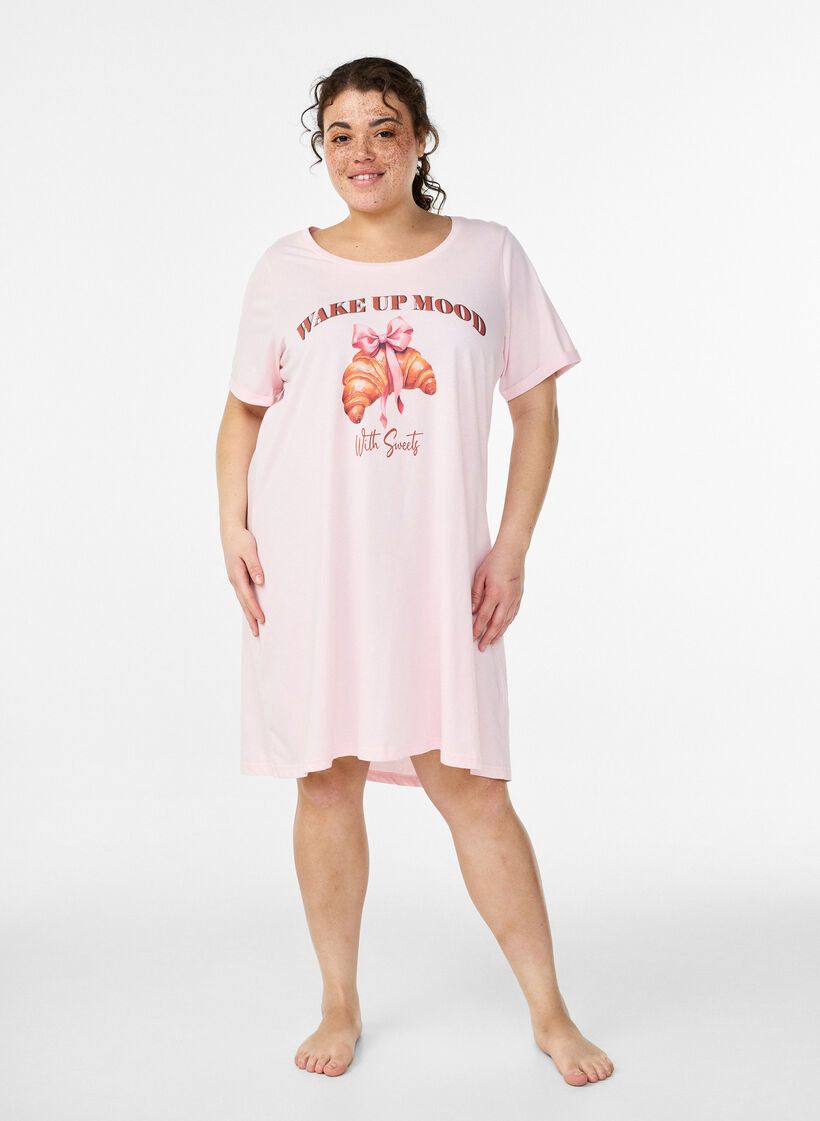 Kurz&auml;rmeliges Nachthemd aus Bio-Baumwolle, Pink, Model image number 0