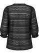 Bluse mit Lochmuster und 3/4-Ärmeln, Schwarz, Packshot image number 1