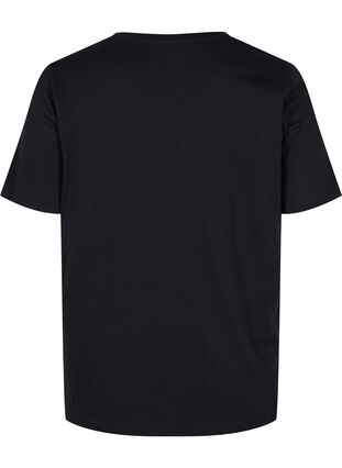 Meliertes T-Shirt mit kurzen Ärmeln, Black, Packshot image number 1