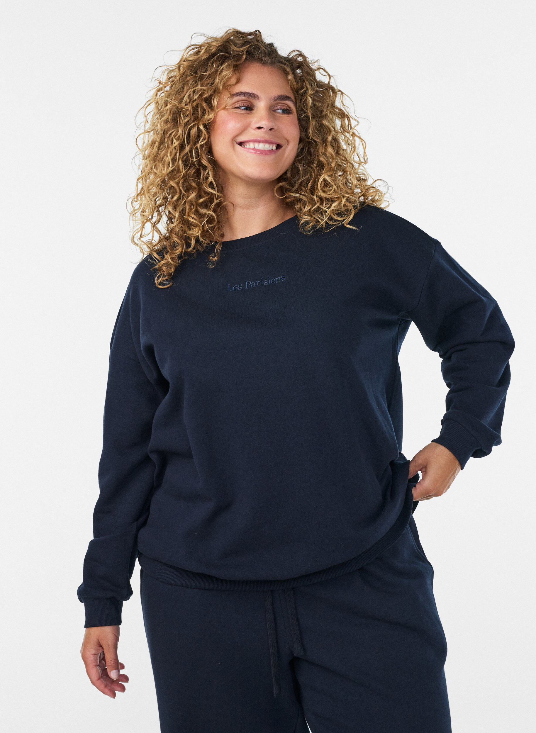 ZizziSweatshirt mit Textaufdruck, Blau, Model image number 0