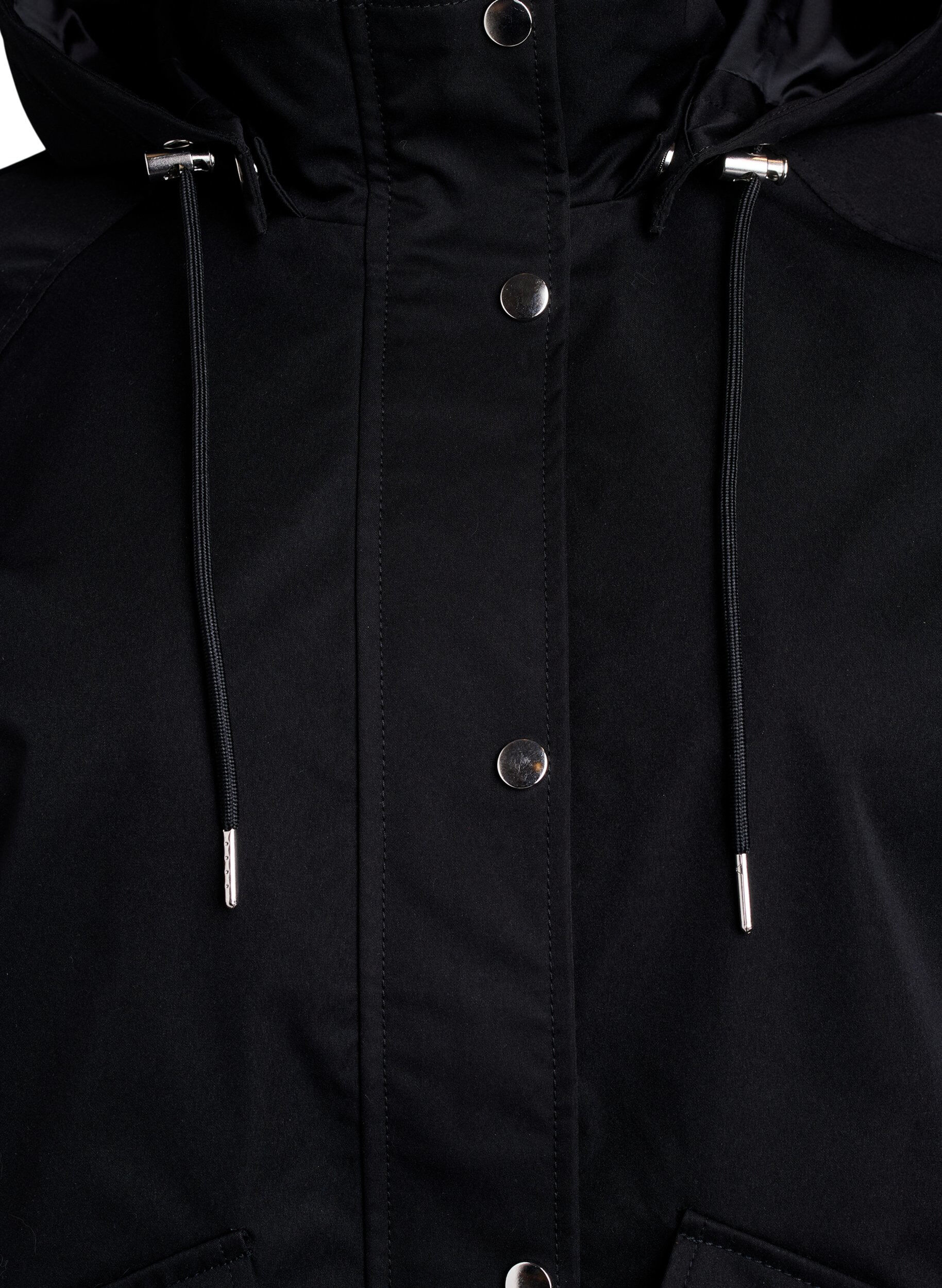 ZizziKurze Fr&uuml;hlingsjacke mit abnehmbarer Kapuze, Schwarz, Packshot image number 2